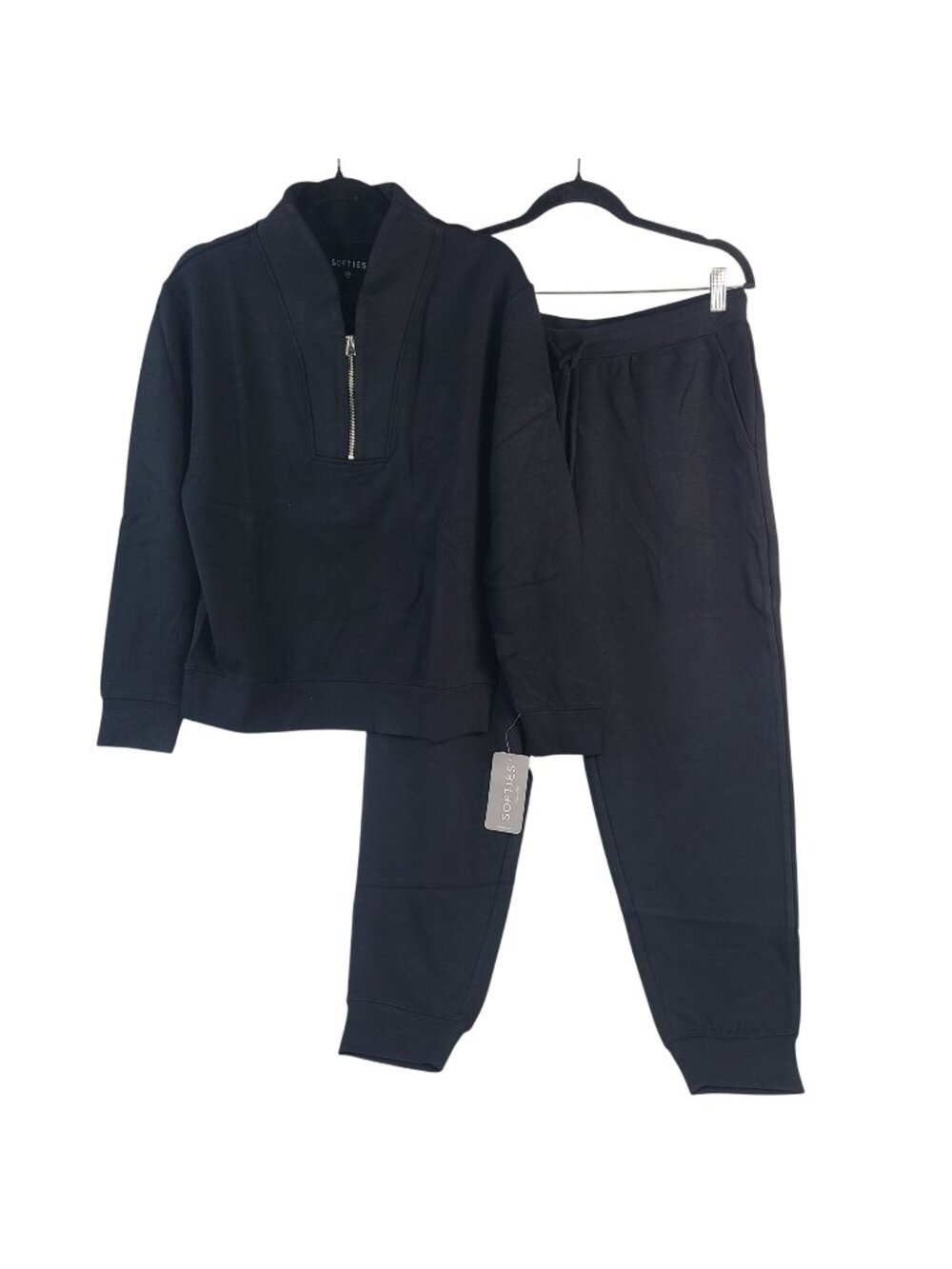 NEW Softies Black Dreamtech 1/4 Zip Jogger Set 2-Piece Lounge Wear Size M